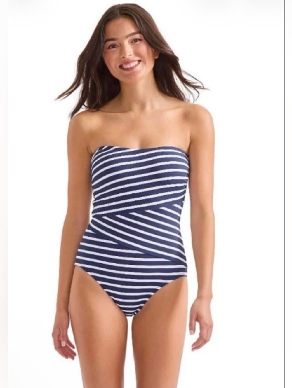 Tommy Bahama Coastline Blue and White Stripe Bandeau One-Piece Sweamsuit
